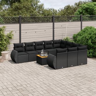 vidaXL Vidaxl - Set Divani Da Giardino 11 Pz Con Cuscini In Polyrattan Nero