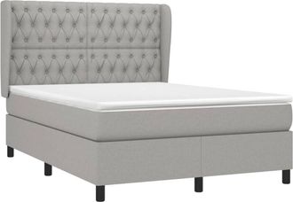 vidaXL Vidaxl - Cama Box Spring Con Colch&oacute;n Tela Gris Claro 140x190 Cm