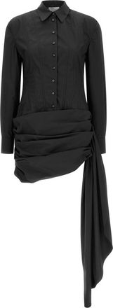 Giuseppe Di Morabito Black Shirt Collar Draped Mini Dress