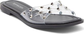 Top Moda Zita Rhinestone Strap Slide Sandal in Pewter Pu at Nordstrom Rack, Size 6.5