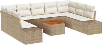 vidaXL Garden Sofa Set 10 pcs Beige, white Vidaxl