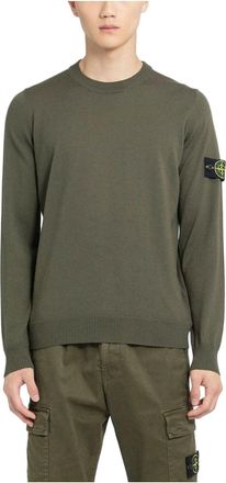Stone Island Logo Patch Crewneck Sweatshirt Olive Green 7915510C4-V0058