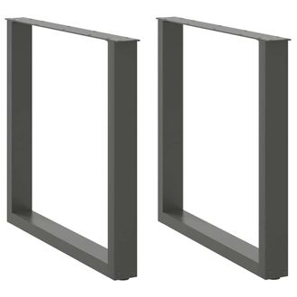 Berkfield Home Coffee Table Legs U-Shaped 2 pcs Anthracite 80x(72-73) cm Steel in Black