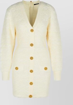 Balmain wool blend dress v-neckline long sleeves