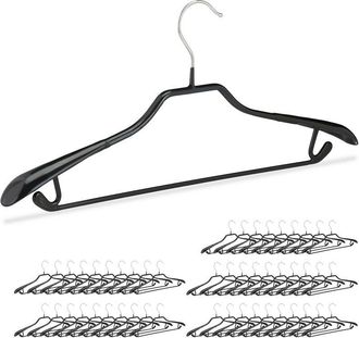 Relaxdays Pack De 50 Perchas Ropa Antideslizantes Para Trajes Con Barra, Metal Y Pvc, Negro, 45 Cm