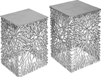 Global Interiors 2er-Set Beistelltisch Leaf - Silber