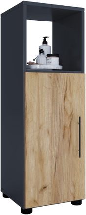ebuy24 Vcm Wood Midischrank Armario De Ba&ntilde;o Con Compartimento Abierto Y Puerta Giratoria Dimensiones Al. 93 X An. 31 X T. 30 Cm Midischrank - Flandu (anthrac