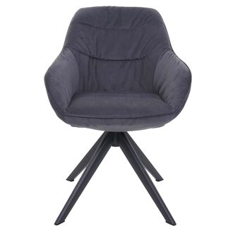 Hhg Nunca Usado] Silla De Comedor Hhg 779, Silla De Cocina Silla Tapizada Silla Con Reposabrazos, Giratoria, Metal, Tela/textil Gris