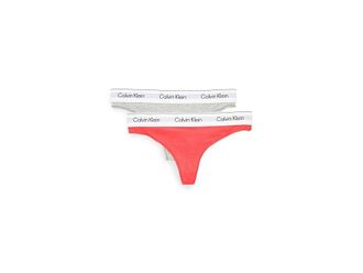 Calvin Klein Underwear Icon Cotton Modal Thong 2-Pack Womens Underwear Punch Pink/Grey Heather : MD (US 8-10)