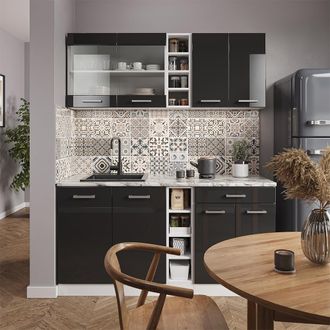 Vicco Cocina Vers&aacute;til R-line, Antracita Brillo Intenso/blanco, 160 Cm, Et M&aacute;rmol