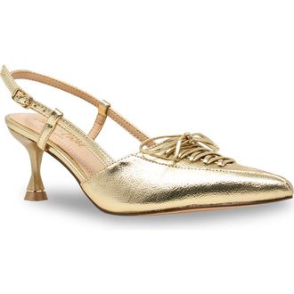 Chase + Chloe by Intouch Footwear Corset Pointed Toe Kitten Heel Pump in Gold Metallic at Nordstrom Rack, Size 10