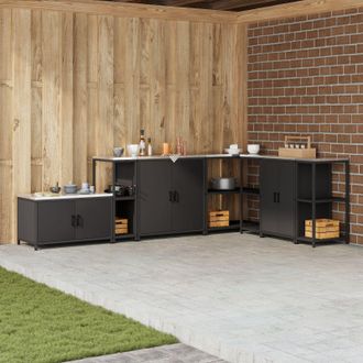 Berkfield Home Kitchen Storage Shelf with Storage Black Steel