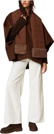 Twinset Darkness Cape - Dames - Jassen - Bruin - Maat: ONE Size Poliester