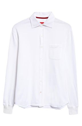 Isaia The Hybrid Cotton Piqu&eacute; Button-Up Shirt in White at Nordstrom, Size 40 Eu