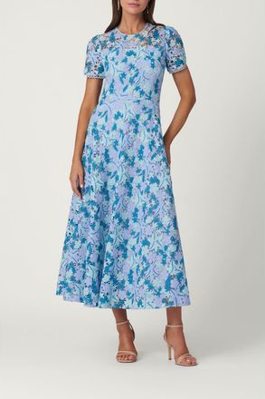 Shoshanna Midnight Tricolor Lace Preston Dress in Light Blue/periwinkle/slate at Nordstrom, Size 4