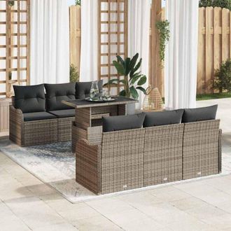 vidaXL Vidaxl - Conjunto De Sof&aacute; De Jard&iacute;n Manual 7 Pcs Gris 100 X 55 X 73 Cm
