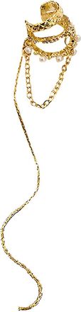 Generic Ear Non Piercing Clip Cuff Earring Super Long Pearl Tassel Dangle And Dropping 1 Count Pack Of Chain (Gold, One Size)