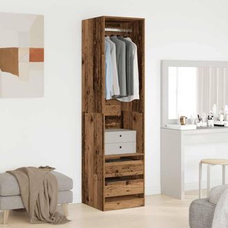 Berkfield Home Wardrobe Old Wood 50x50x200 cm Engineered Wood in Brown | Size: 50 x 50 x 200 cm