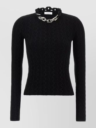 Paco Rabanne chain detail cable knit ribbed sweater