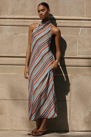 Maeve Jamie Satin Halter Midi Dress