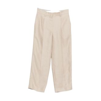 Brunello Cucinelli Brunello Cucinelli, Cropped Trousers, female, Beige, Size: M Cropped Trousers