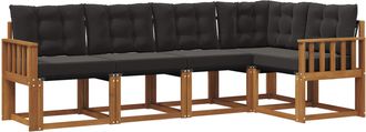 vidaXL Conjunto De Sof&aacute;s De Exterior 5 Uds. Natural Y Negro Vidaxl