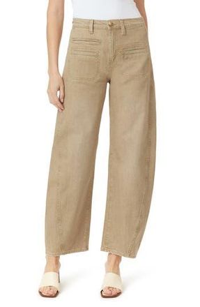 Habitual Evie High Front Patch Ankle Barrel Leg Jeans in Brown Rice at Nordstrom Rack, Size 27