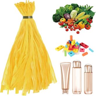 Generic Sagni Production Mesh - Onion Storage 40cm PE Loop Closing Tub Set 100 Pieces | Reusable Grocery Refrigerator Mesh Mesh, Yellow, Fare riferimento alla