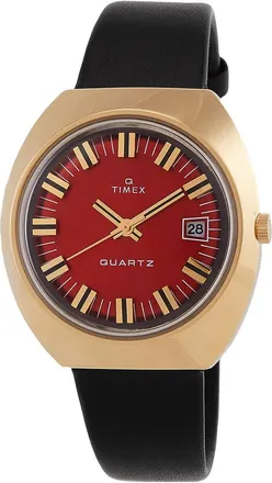 Timex Q 1972 Reissue Quartz Burgundy Dial Mens Watch TW2V25400