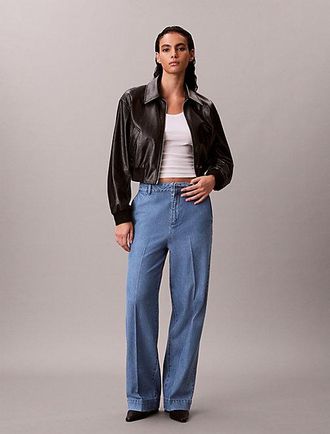 Calvin Klein Ultrahoge geplooide denim broek