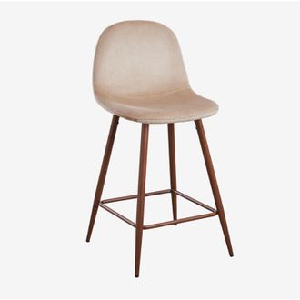 Sklum Sklum - Taburete alto en terciopelo Glamm Marrón Trigo Madera Oscura