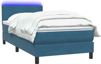 vidaXL Cama Box Spring Con Colch&oacute;n Terciopelo Azul Oscuro 80x220 Cm Vidaxl