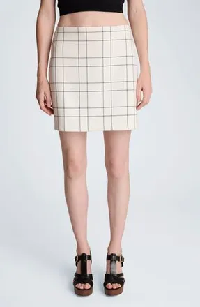 Kenneth Cole Windowpane Plaid Miniskirt in Feather White/Black at Nordstrom Rack, Size 14