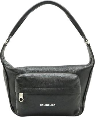 Balenciaga Pre-owned Raver Mediu Logo Print Leather Shoulder Bag - Dames - Vintage Schoudertas - Zwart - ONE Size - Leer - Vintage