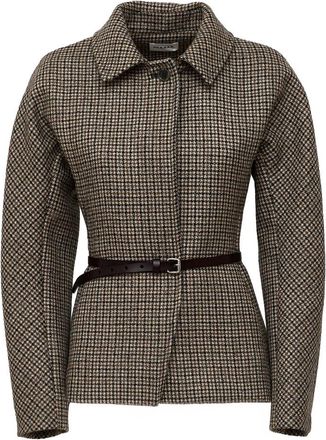 P.A.R.O.S.H. Pied-de-poule Blazer - Dames - Blazers - Beige - S - Leer - Jassen