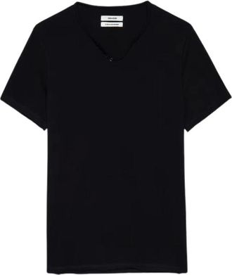Zadig&Voltaire Tops, Heren, Zwart, XL, Katoen, Monastir Henley T-shirt