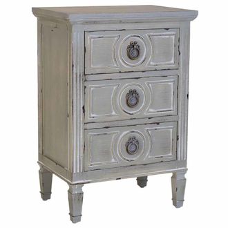 Wanderlust Deco Mesita de noche de madera con tres cajones 46x32.5x67h cm gris