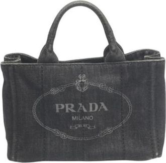 Prada Pre-owned Denim Tote Bag - Dames - Vintage Shopper - Zwart - ONE Size - Denim - Vintage