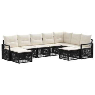 vidaXL Conjunto De Sof&aacute;s De Jard&iacute;n 9 Uds. 9 Plaza Negro Vidaxl