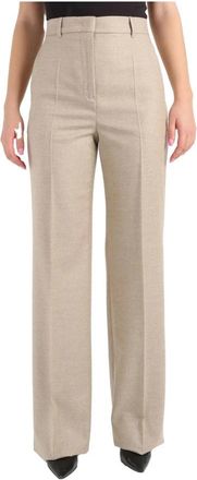 Max Mara Lambro Pant - Dames - Wijde Broeken - Beige - XS - Wol - Broeken