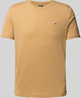 Tommy Jeans T-Shirt mit Label-Stitching in Beige Melange, Größe XXL