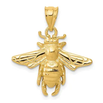 Diamond2Deal 14k Yellow Gold Solid Open-Backed Bee Pendant