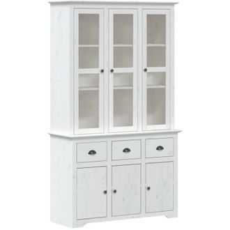 vidaXL Vidaxl - Aparador Alto Bodo Madera Maciza Pino Blanco 115,5x43x200,5 Cm