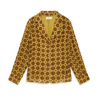 Maliparmi Blazers, female, Yellow, Size: XL Velvet Prints Jacket