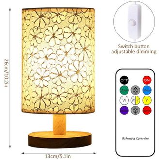 OEM L&aacute;mpara De Mesa De Tela, Luz Nocturna Led De Lino, Control Remoto, Luz Blanca C&aacute;lida, L&aacute;mpara De Mesita De Noche, Alimentaci&oacute;n Usb, Para Dormitorio, S