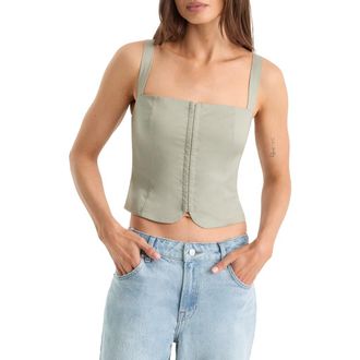 Good American Square Neck Corset Top in Mosswell at Nordstrom, Size X-Small