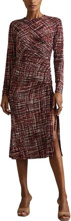 Reiss Riyo Ruched Print Midi Dress
