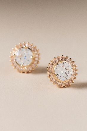 Vieste Rosa Round Halo Crystal Post Earrings