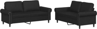 vidaXL Vidaxl - Juego De Sof&aacute;s Con Cojines 2 Piezas Cuero Sint&eacute;tico Negro