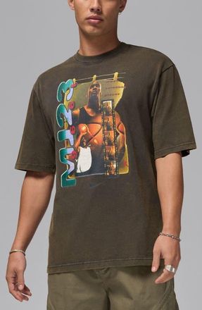 Nike Jordan Retro Cotton Graphic T-Shirt in Off Noir/black at Nordstrom, Size Large